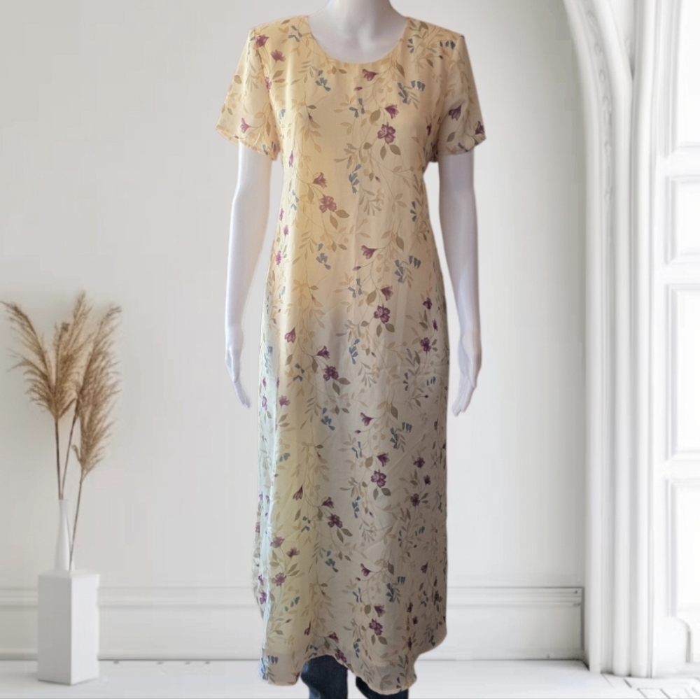 Vintage 90s Motherhood Maternity Floral Maxi Dress Tie Back Cottagecore Boho